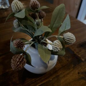 Decorative Faux Floral Arrangement in White Vase